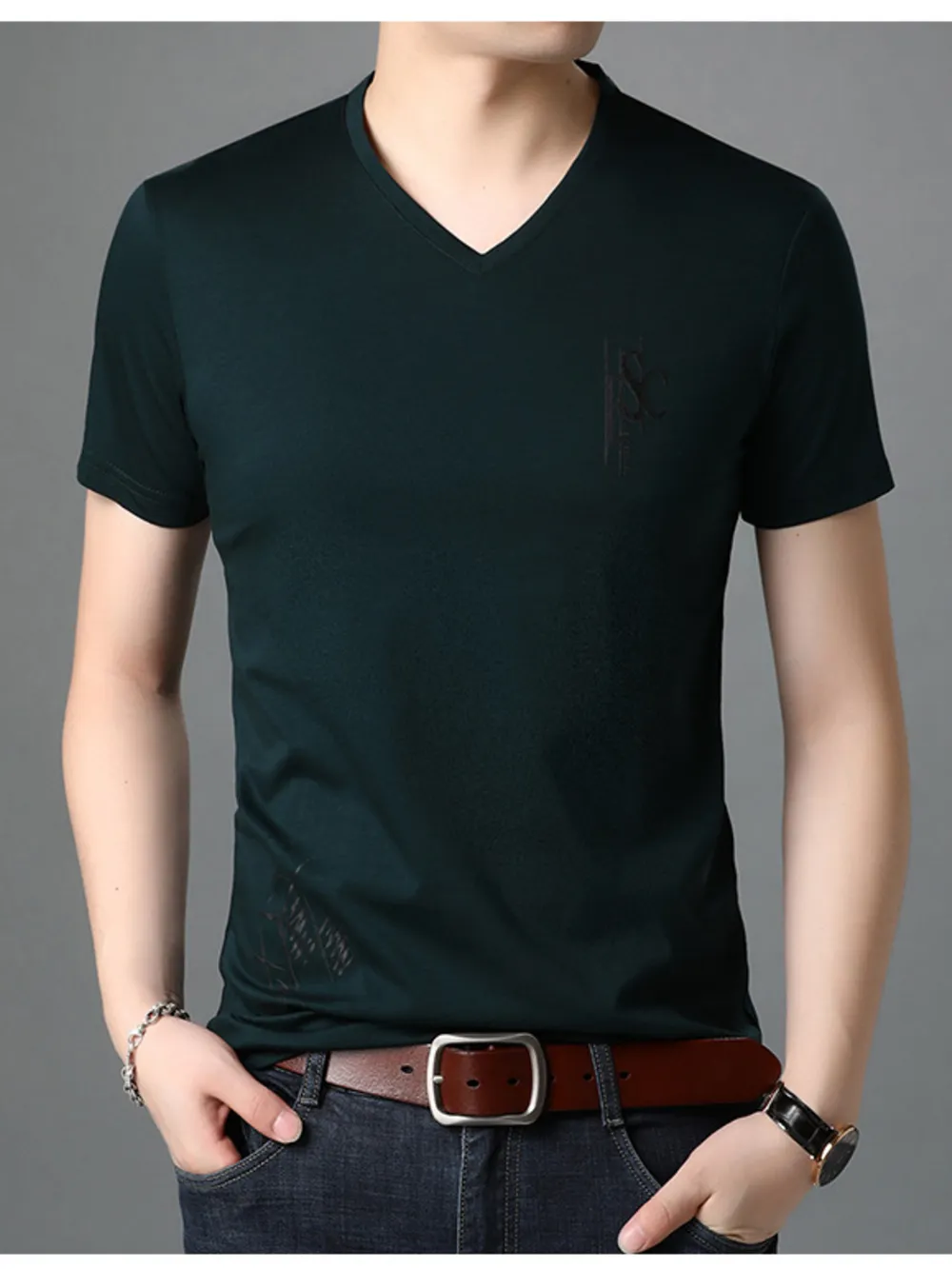 Men's Full Size V-Neck Short Sleeve T-Shirt Plus Size, image 5