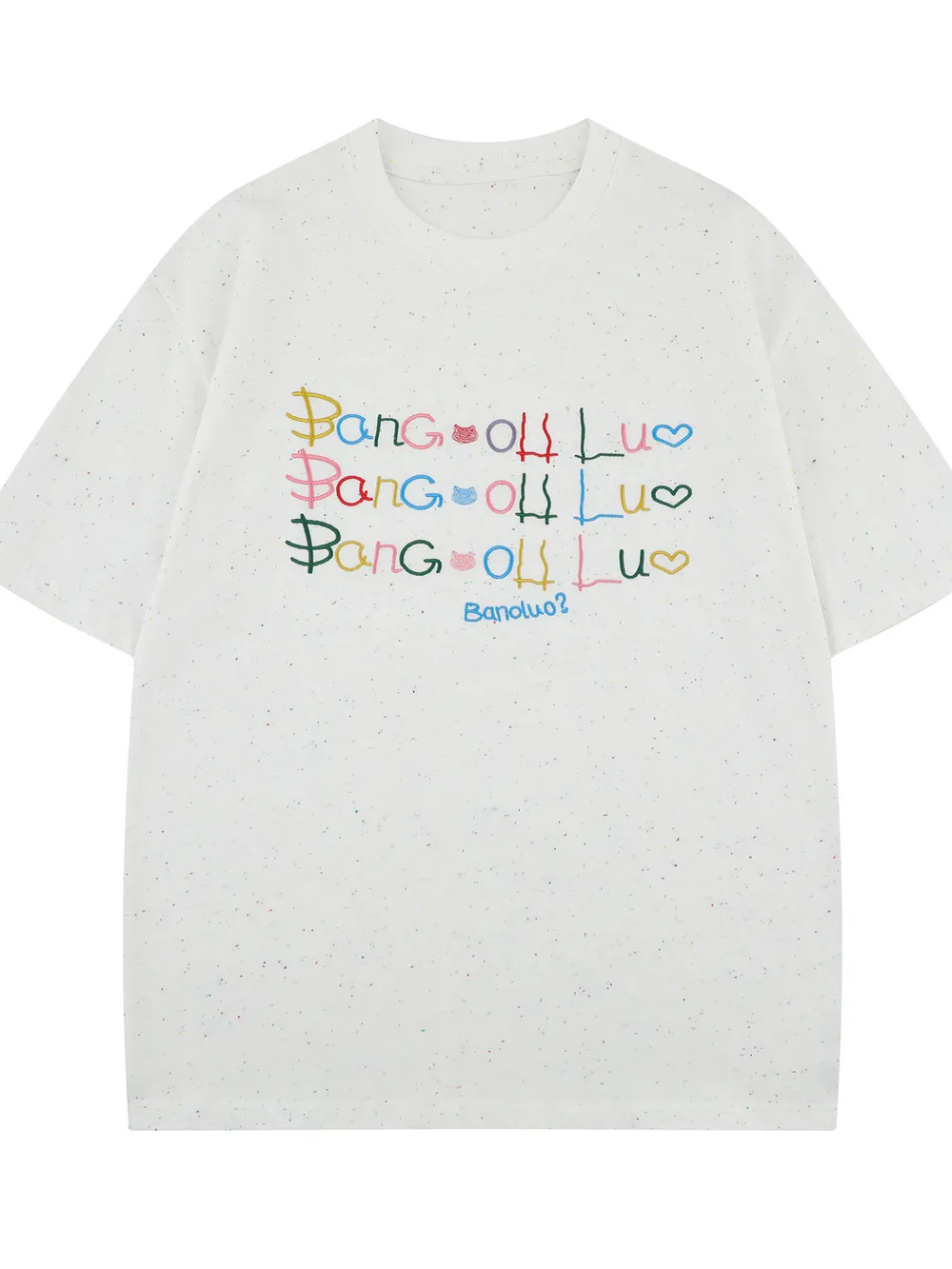 Men's Round Neck Rainbow Text T-Shirt, image 3