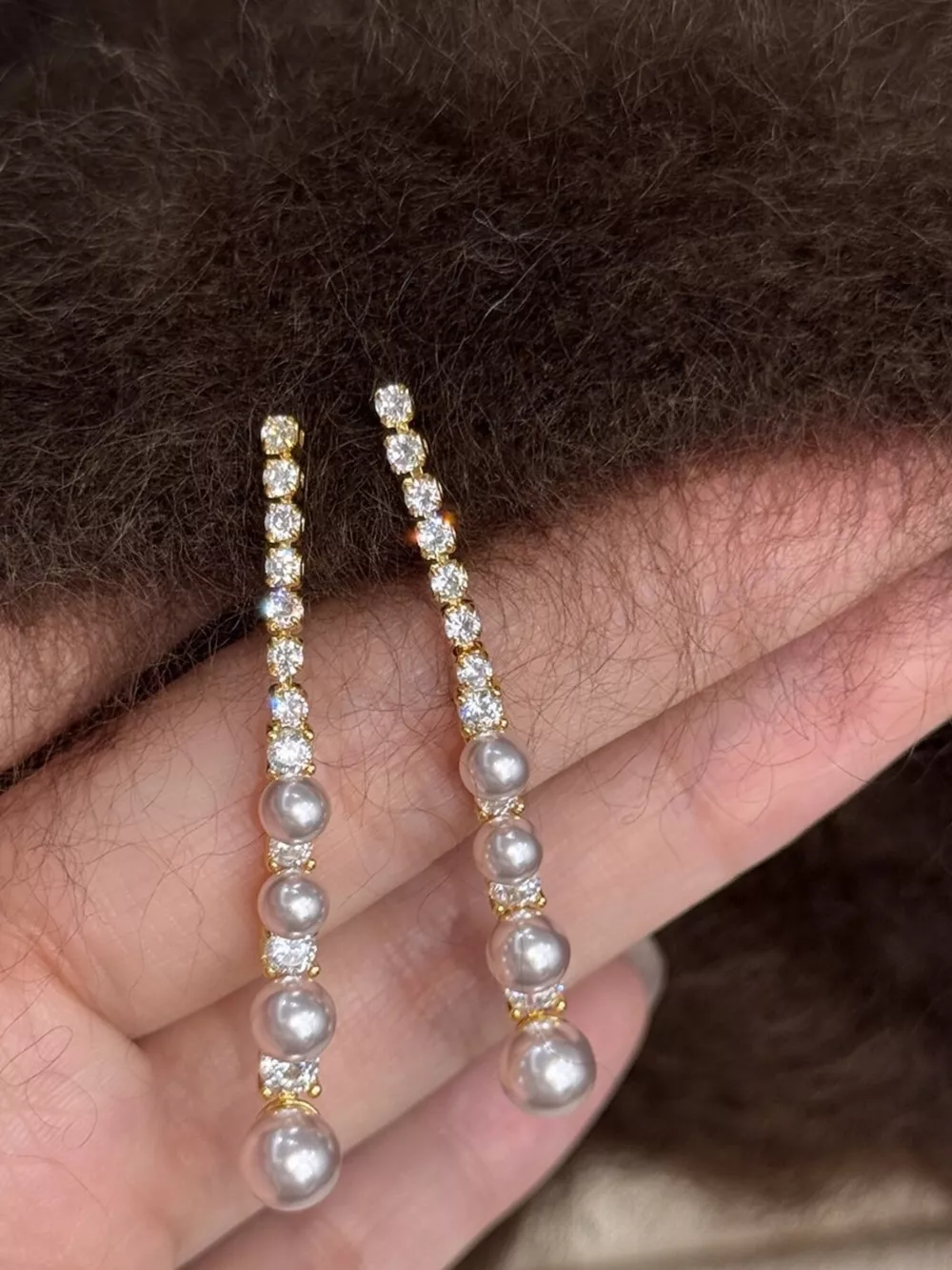 Pearl Zircon Drop Earrings, image 6