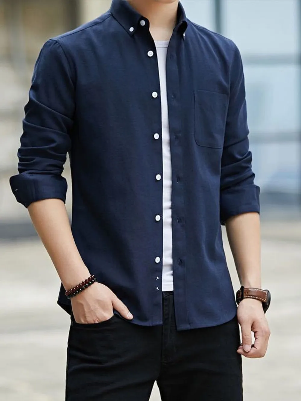 Men's Plus Size Button Up Long Sleeve Shirt, image 4