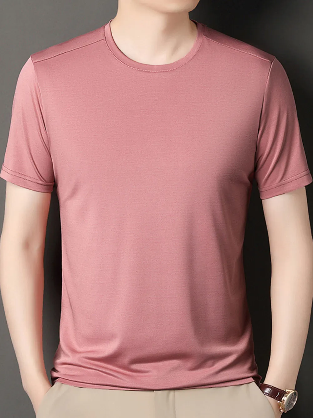 Men's Plus Size Round Neck Short Sleeve T-Shirt, image 2