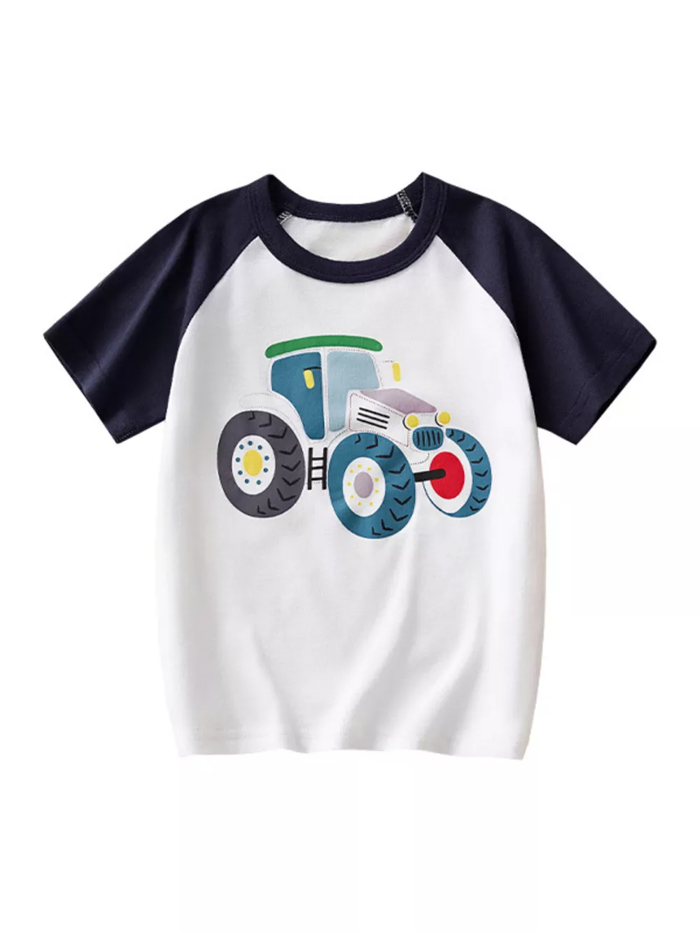 Children's Cartoon Tractor Raglan Sleeve T-Shirt