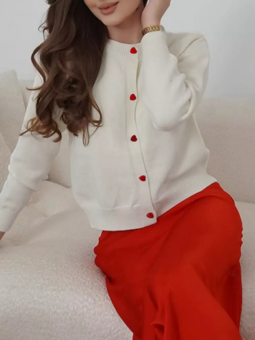 Button-Front Long Sleeve Cardigan, image 3