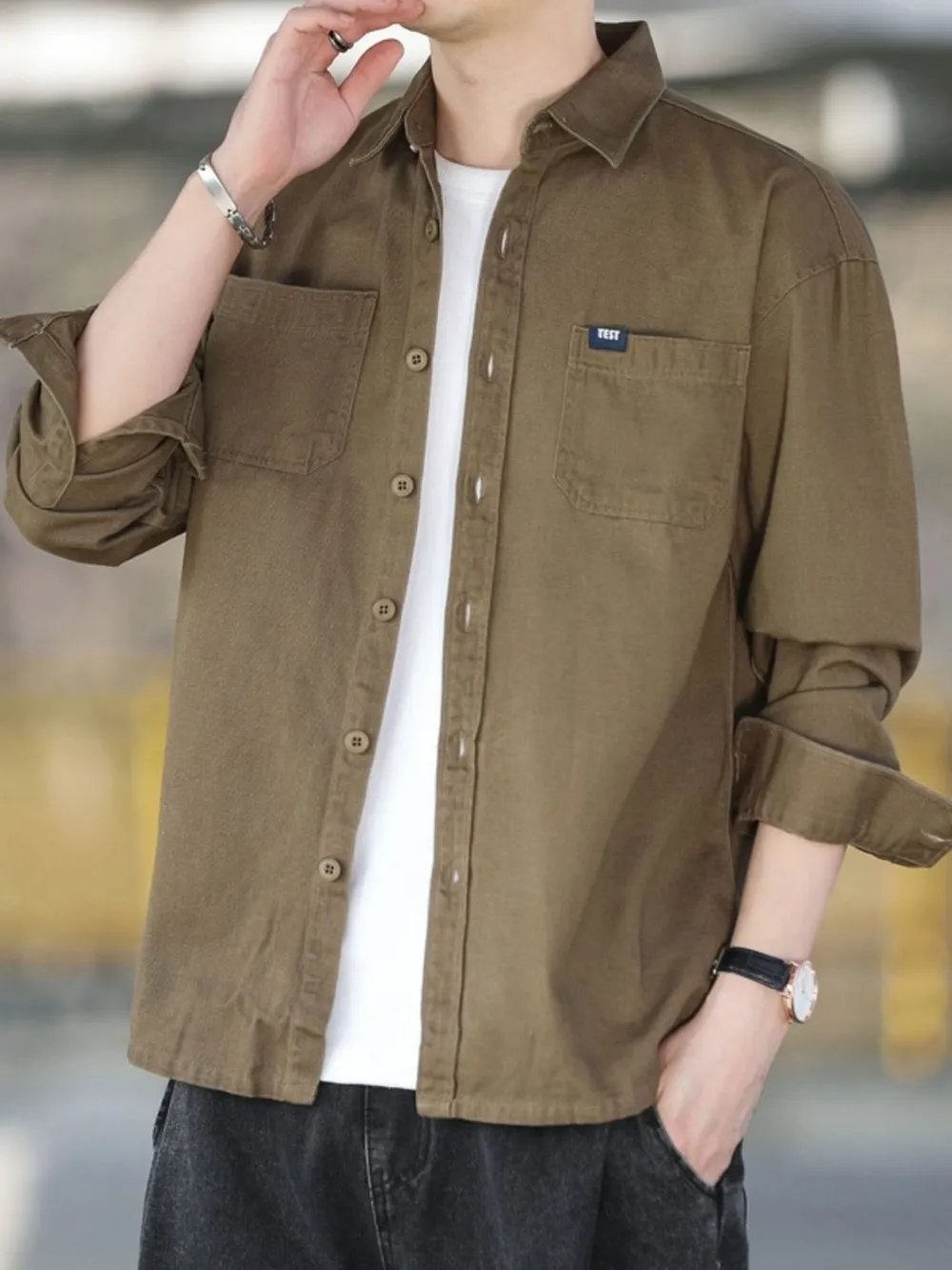 Men's Plus Size Button Up Long Sleeve Shirt, image 4