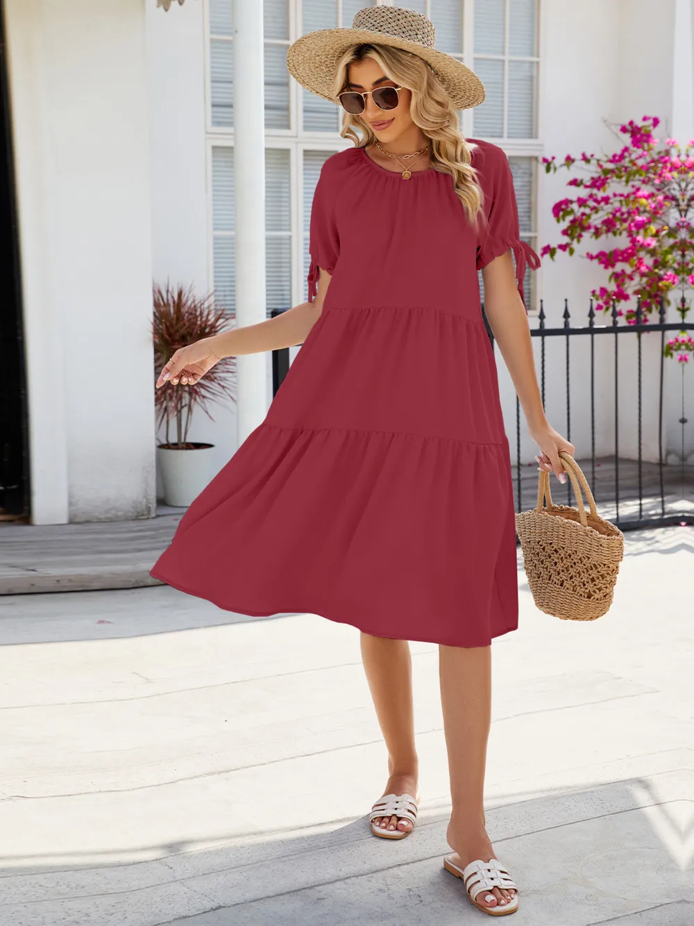 Tiered Round Neck Summer Dress, image 14