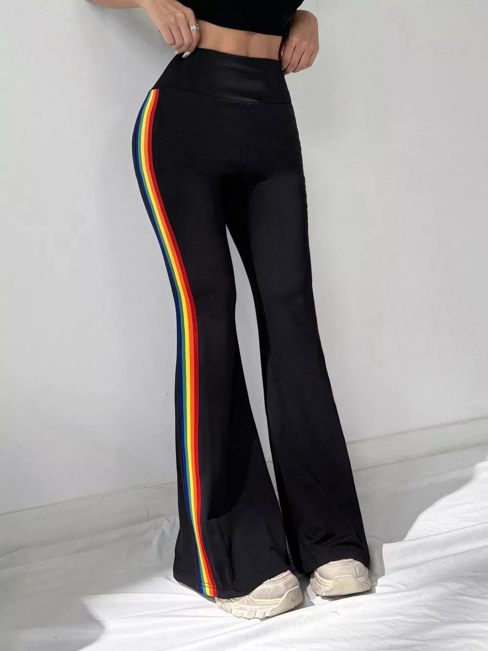 High-Waisted Side-Striped Flare Active Pants, image 8