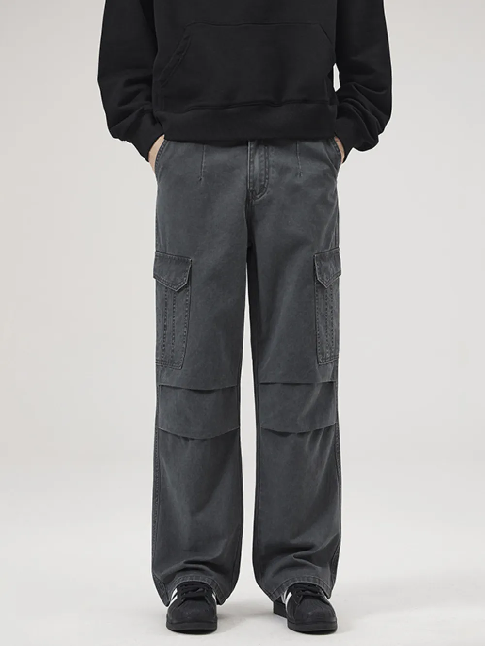Men's Full Size Multi-Pocket Cargo Pants with Ruched Detail Plus Size
