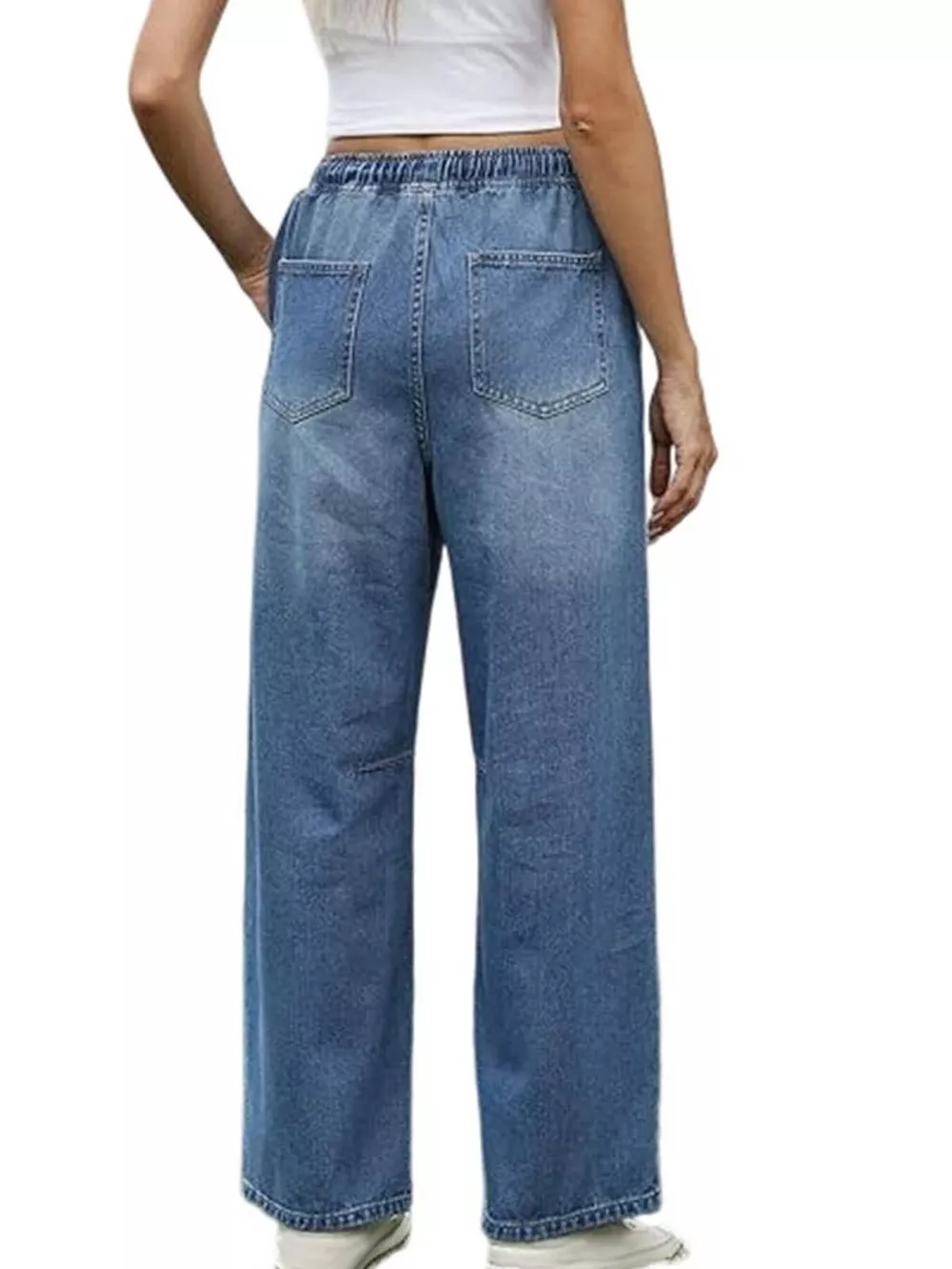 Elastic Waist Wide Leg Jeans, image 3