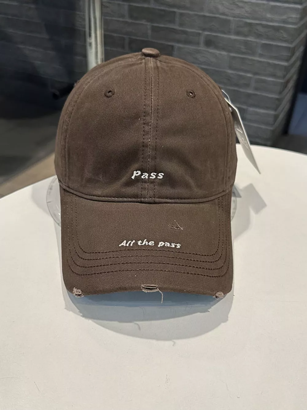 Distressed Baseball Cap with Embroidered Slogan, image 5