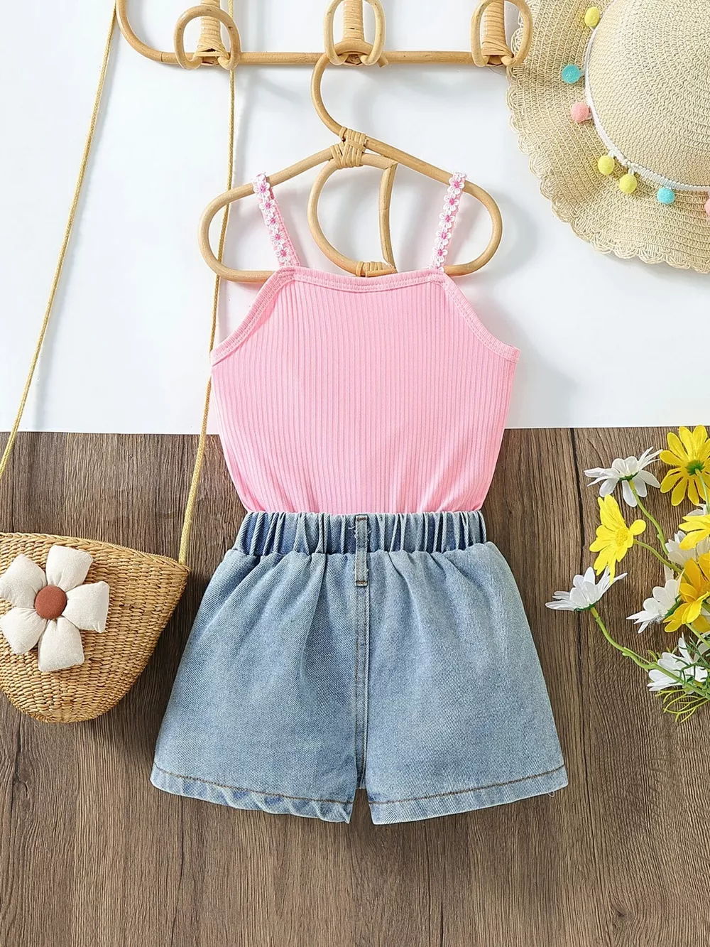 Children's Top & Sunflower Denim Shorts Set, image 6