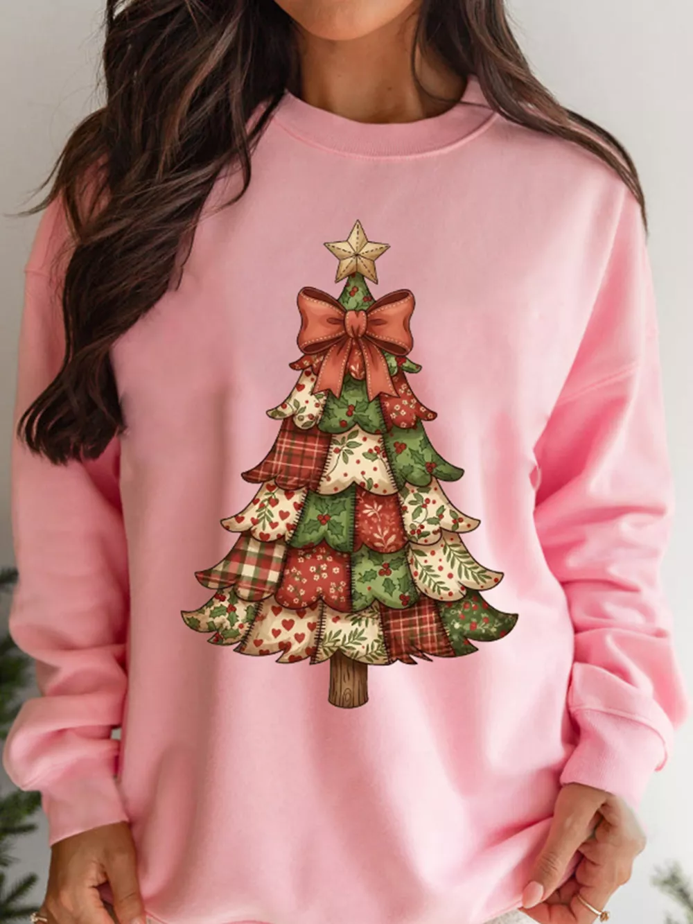 Christmas Tree Graphic Long Sleeve Sweatshirt, image 3