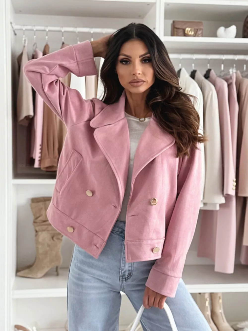 Double-Breasted Lapel Collar Jacket, image 9