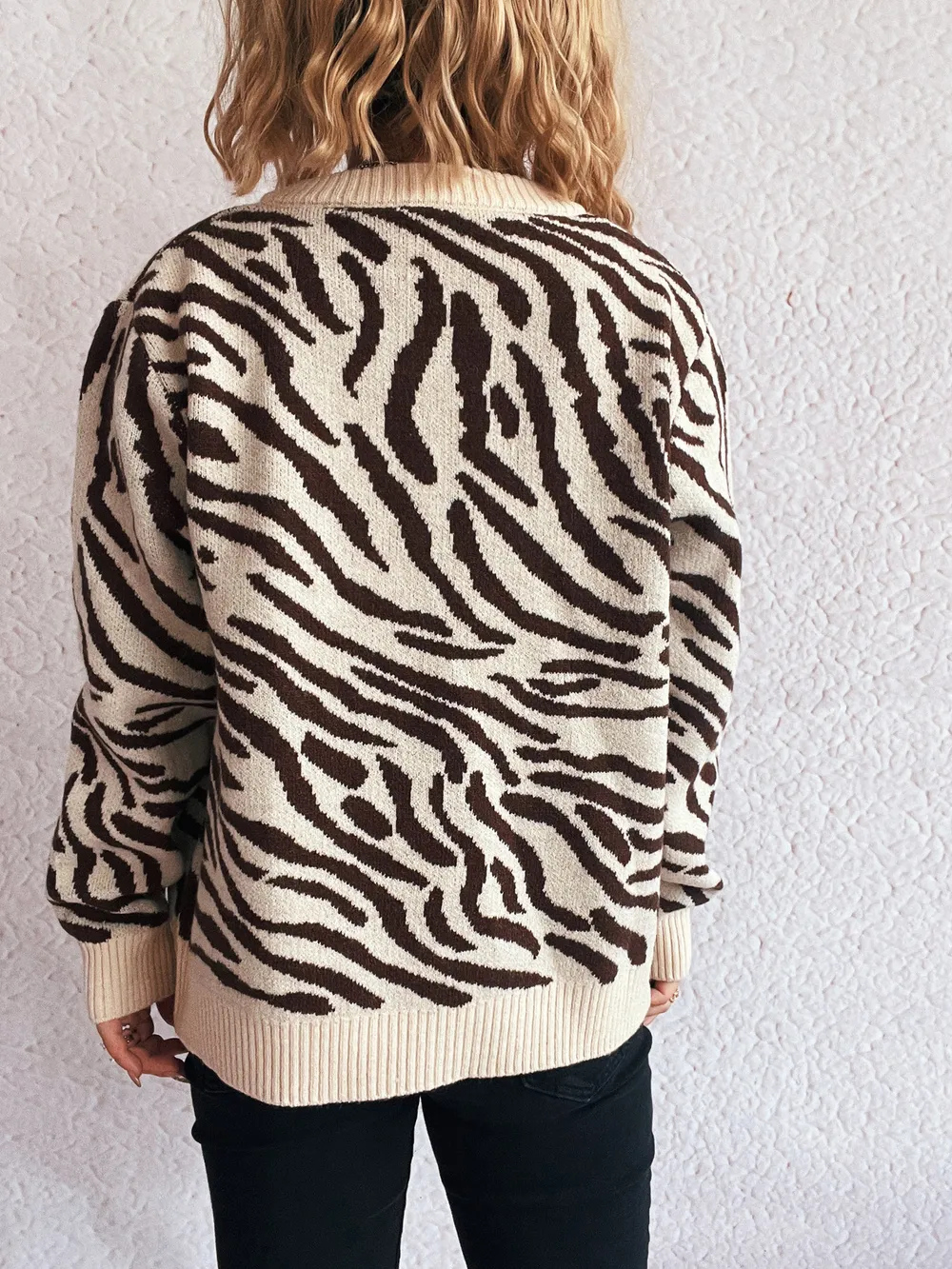 Zebra Print Zip Up Cardigan, image 11