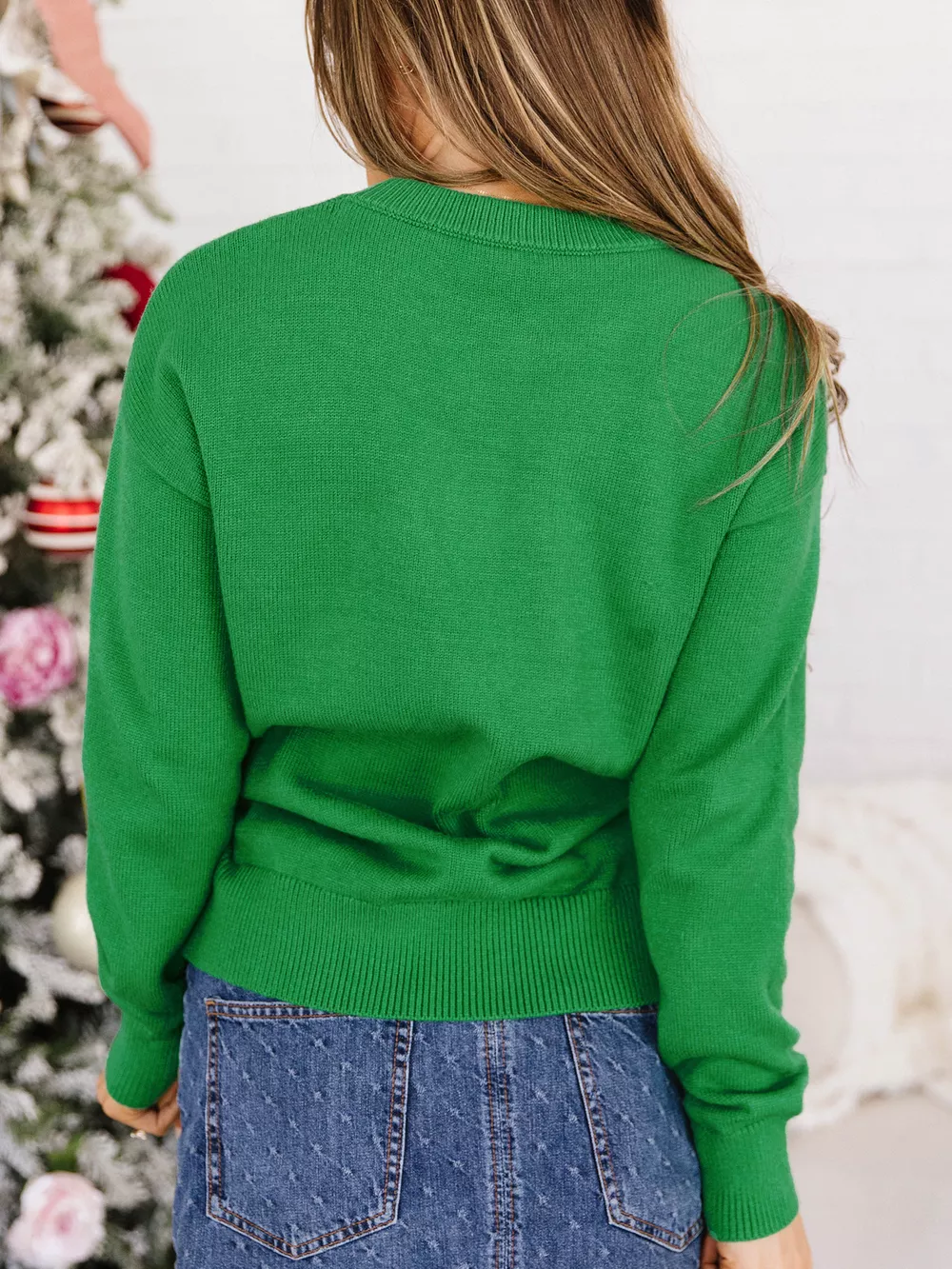 Abstract Patch Embroidery Christmas Pullover Sweater, image 4