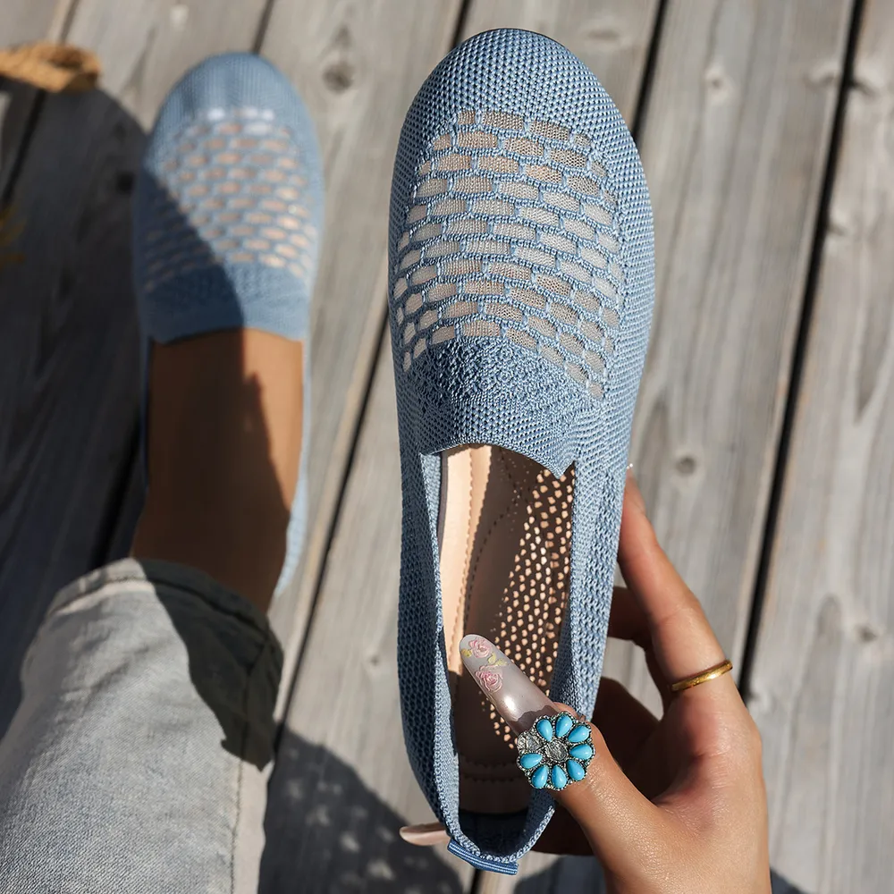 Mesh Breathable Slip-On Loafers with Perforated Design, image 6
