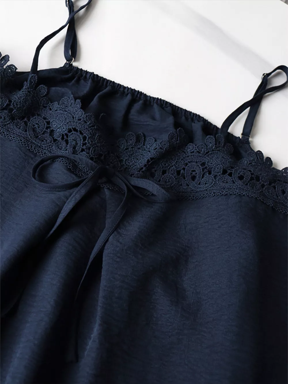 Lace Trim Cami and Wide-Leg Pants Set, image 6