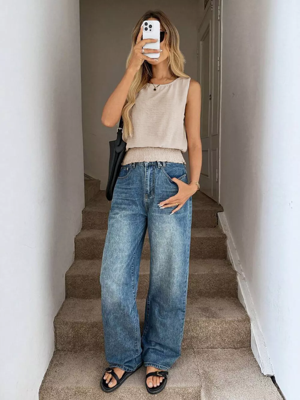 Smocked Round Neck Tank, image 20
