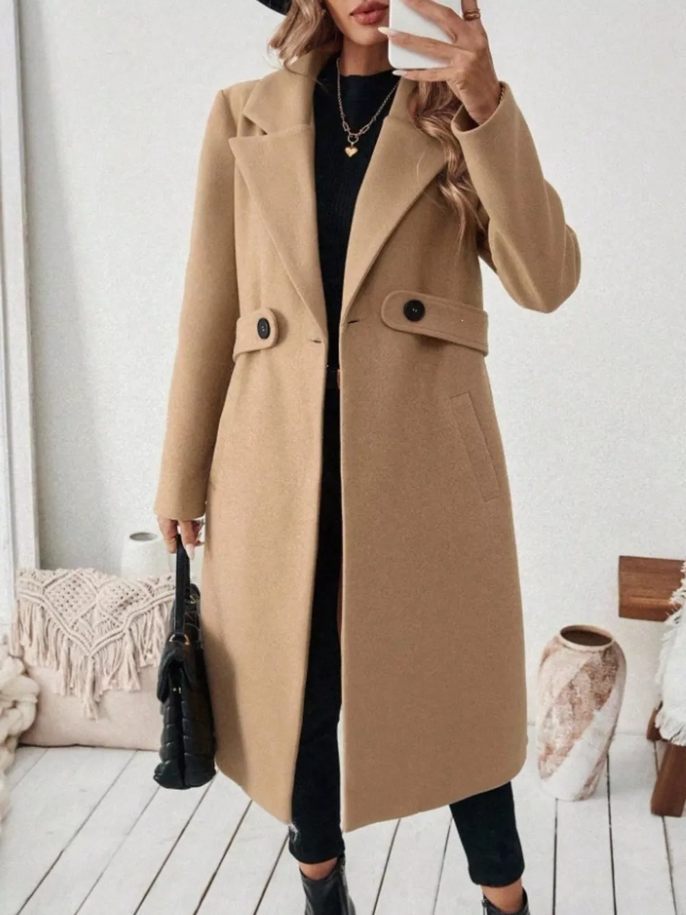 Full Size Elegant Lapel Collar Belted Coat with Pockets Plus Size, image 16