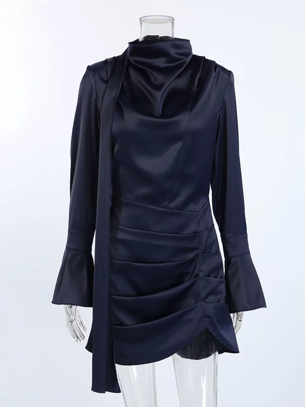 Mock Neck Flounce Sleeve Dress, image 5