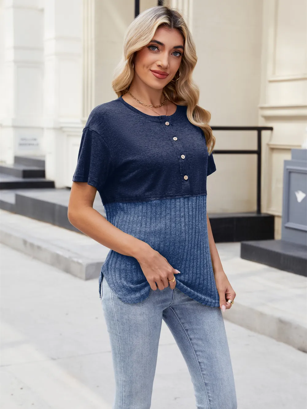 Two-Tone Short Sleeve Top, image 11
