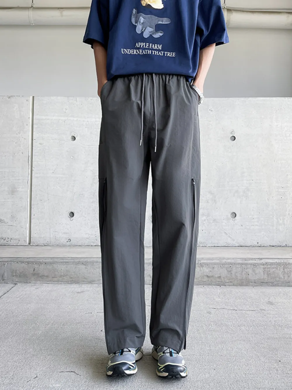 Men's Plus Size Casual Drawstring Wide Leg Pants, image 5