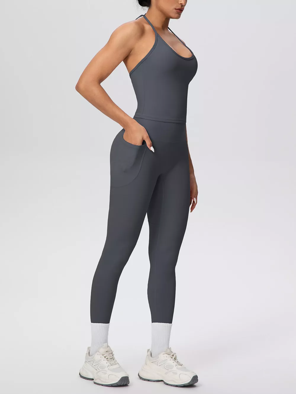 Halter Neck Cami and High-Waisted Leggings Active Set, image 24