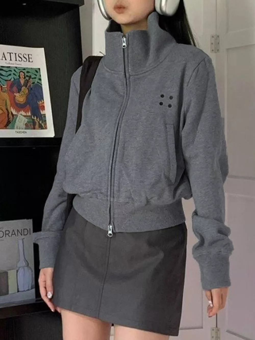 Casual Zip-Up Cropped Outerwear, image 5