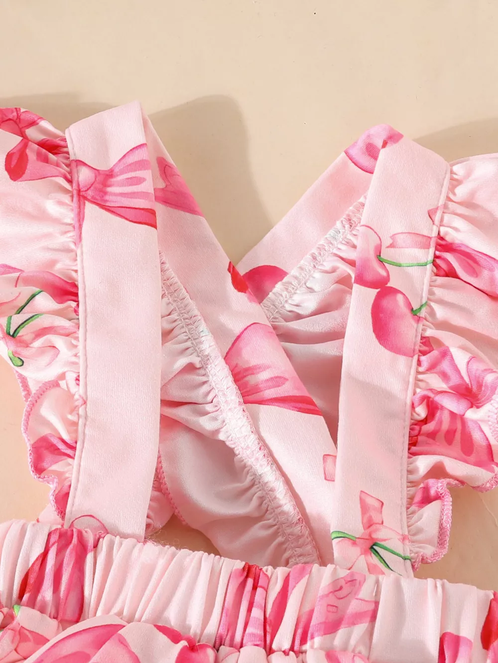 Children's Bowknot Print Ruffle Trim 3 Piece Set, image 4