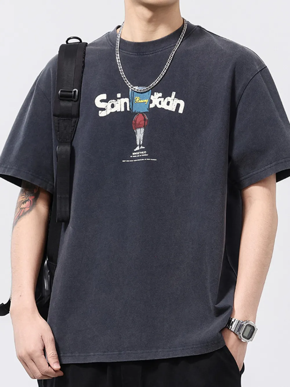 Men's Plus Size Graphic Round Neck Short Sleeve T-Shirt