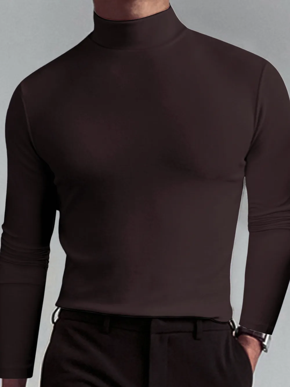 Men's Full Size Turtleneck Long Sleeve T-Shirt Plus Size, image 7