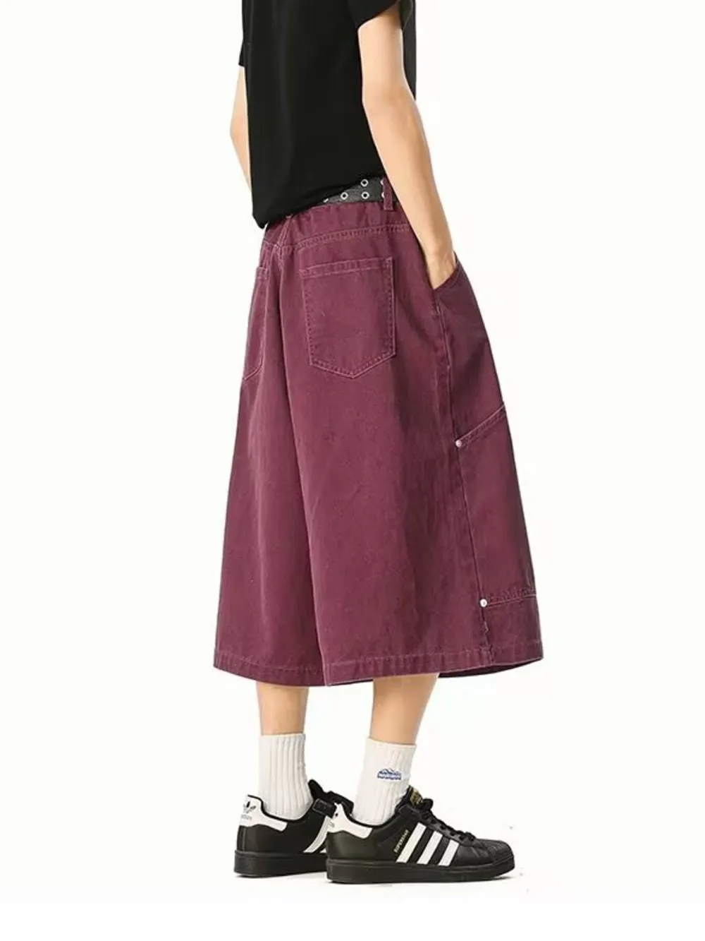 Men's Full Size Wide Leg Cropped Shorts Plus Size, image 11