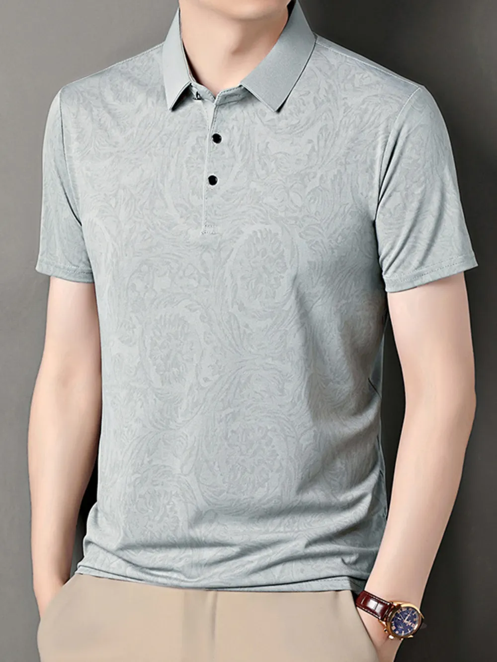 Men's Plus Size Button Detail Short Sleeve Polo, image 3