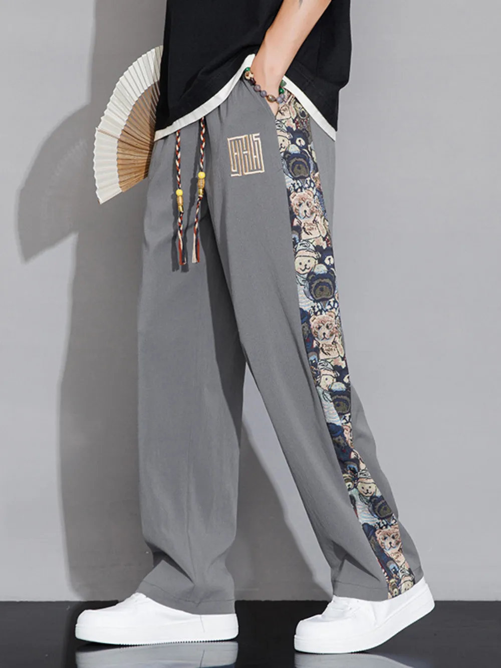Men's Full Size Printed Side Stripe Loose Pants Plus Size, image 4