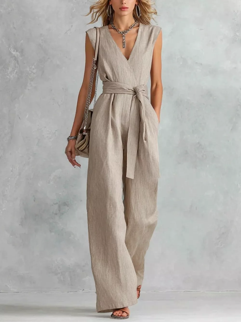 Sleeveless Wide Leg Jumpsuit