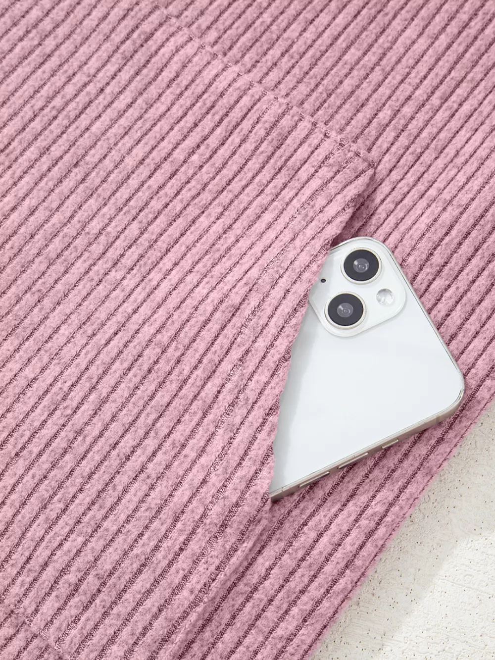 Ribbed Texture Drop Shoulder Henley Top, image 6