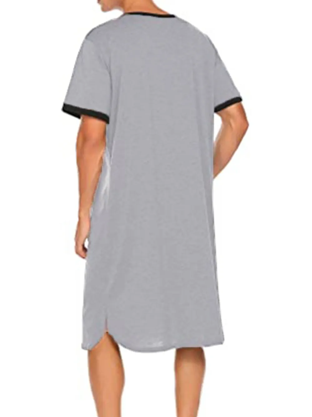 Men's Plus Size Contrast Trim Short Sleeve Loungewear, image 5