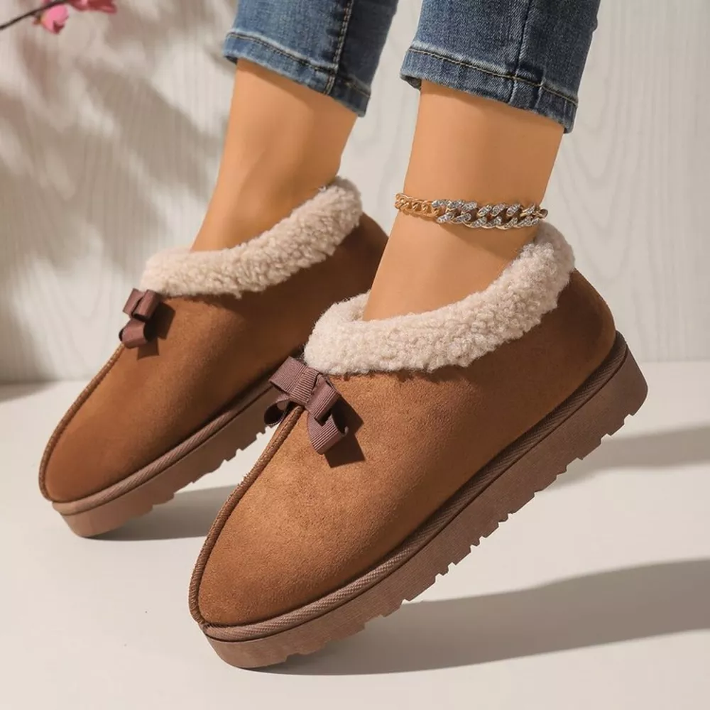 Cozy Bowknot Plush Lined Slip-Ons, image 19