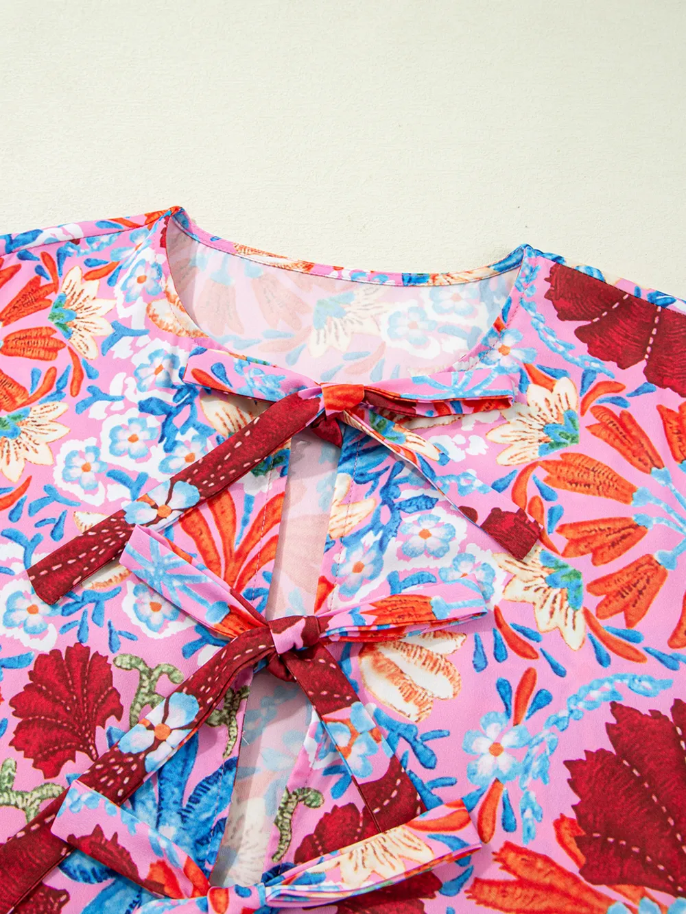 Floral Print Tie Front Midi Dress, image 10