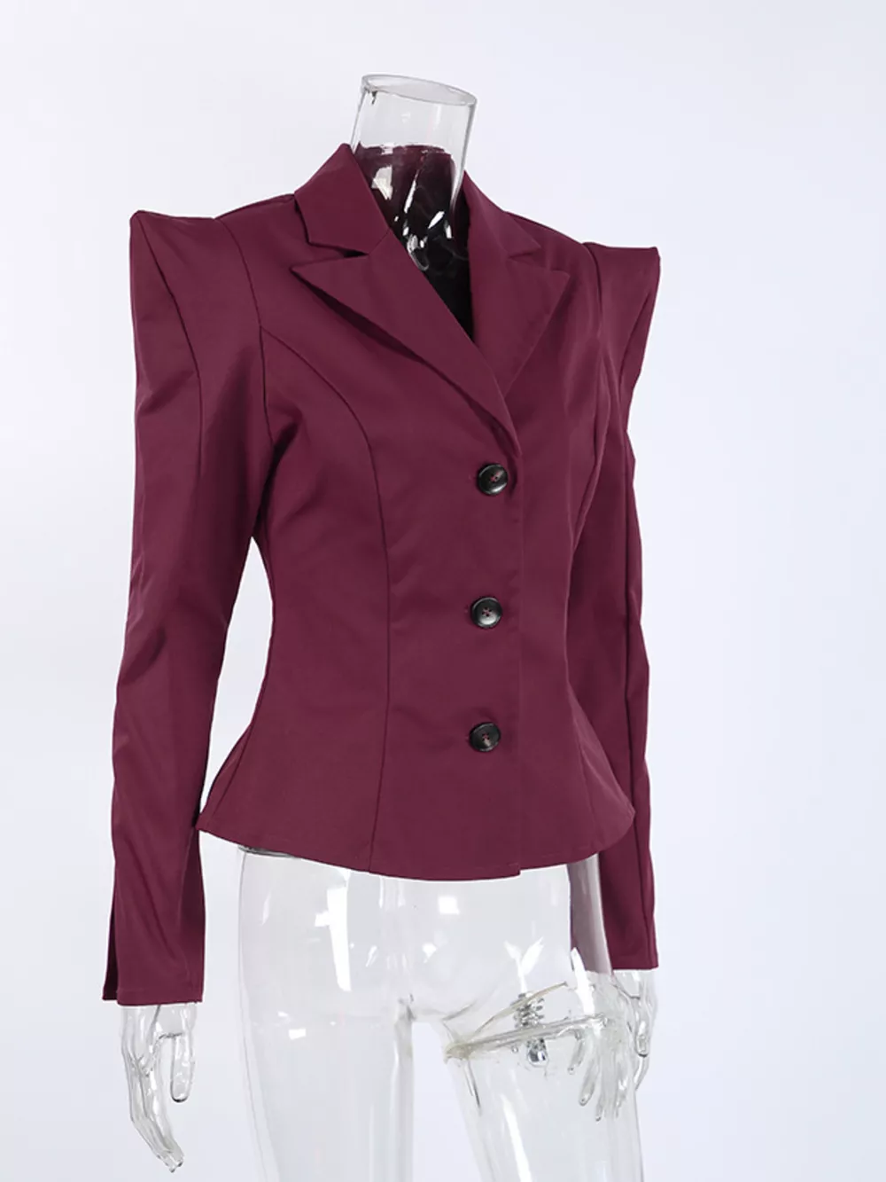Sharp-Shouldered Tailored Long Sleeve Blazer, image 15