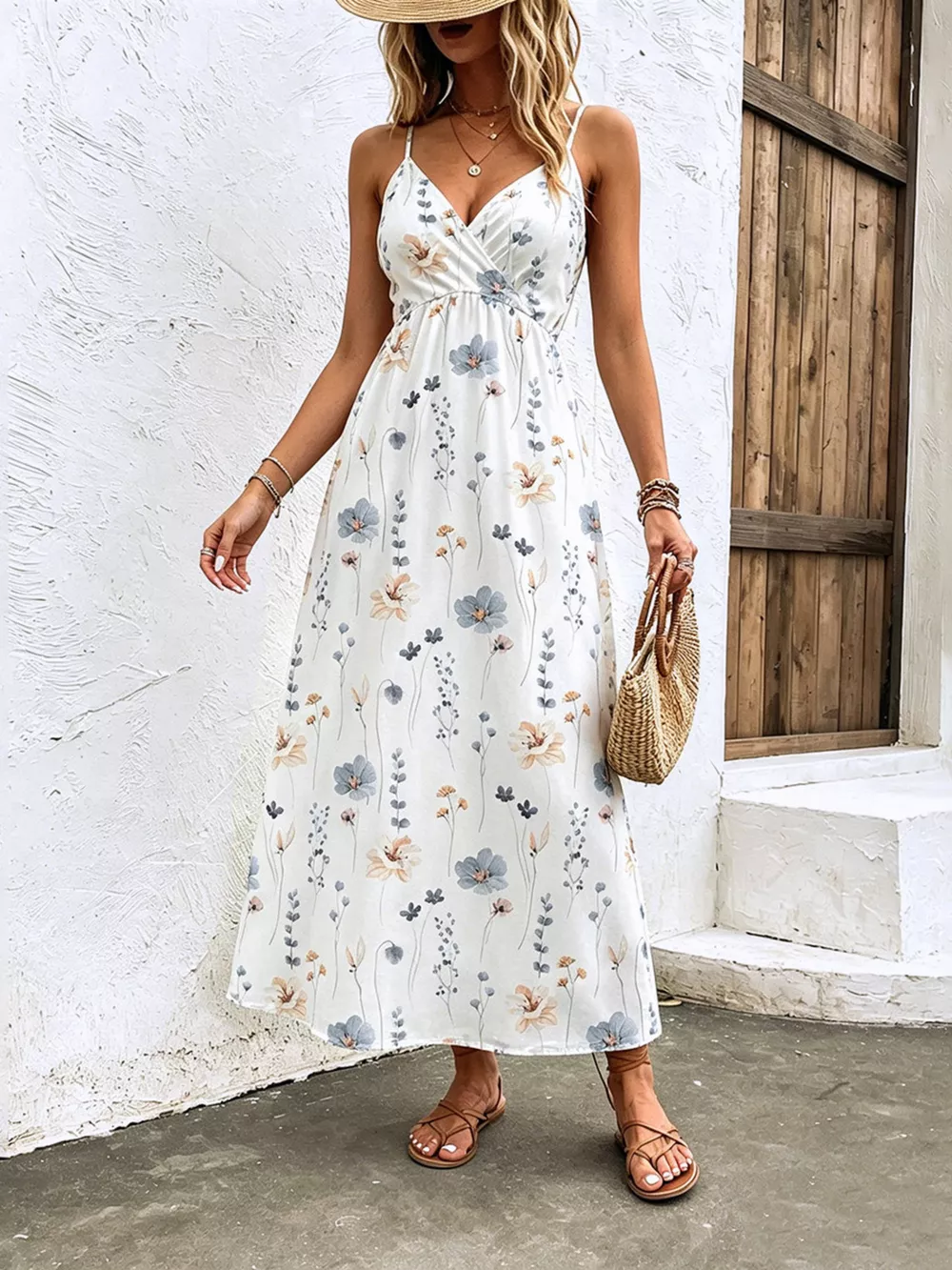 Floral Print Spaghetti Strap Midi Dress, image 6