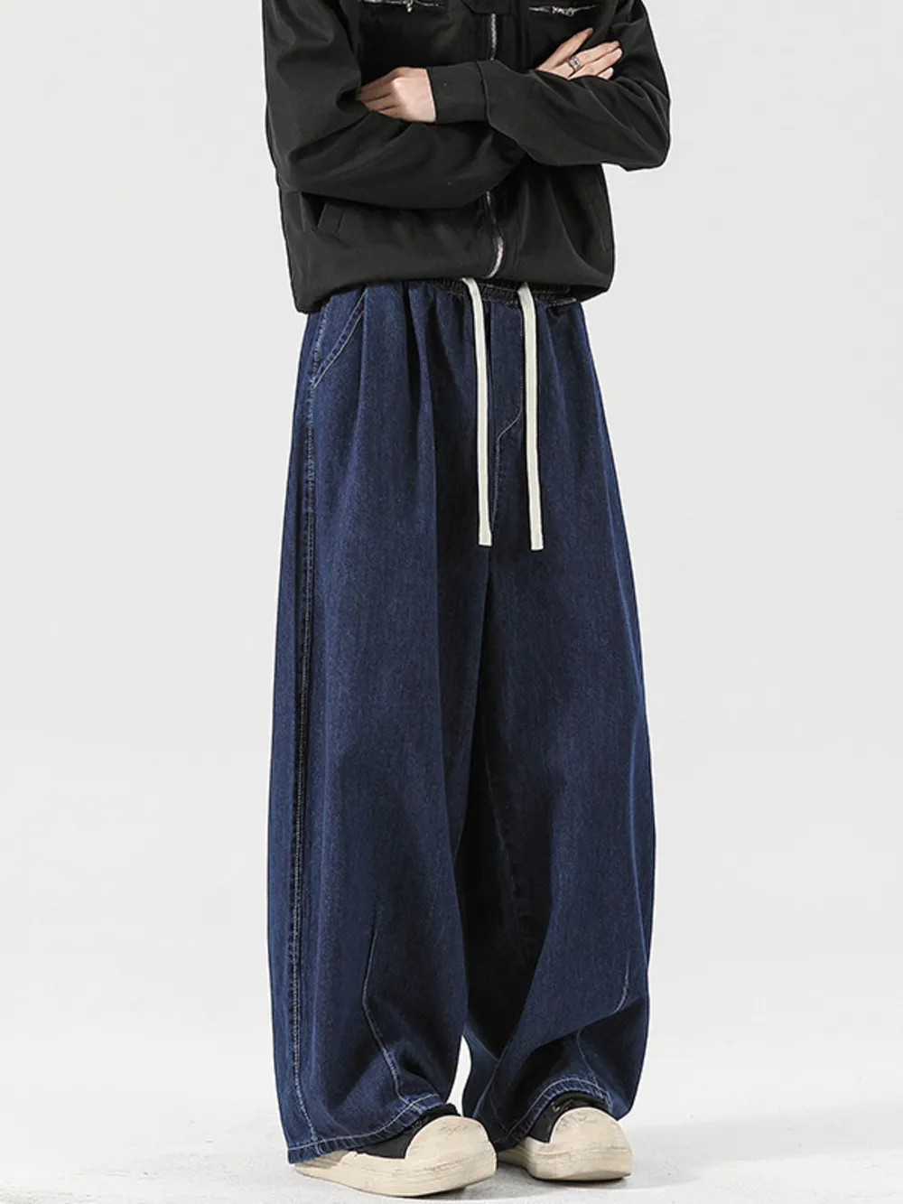 Men's Wide Leg Drawstring Jeans, image 2