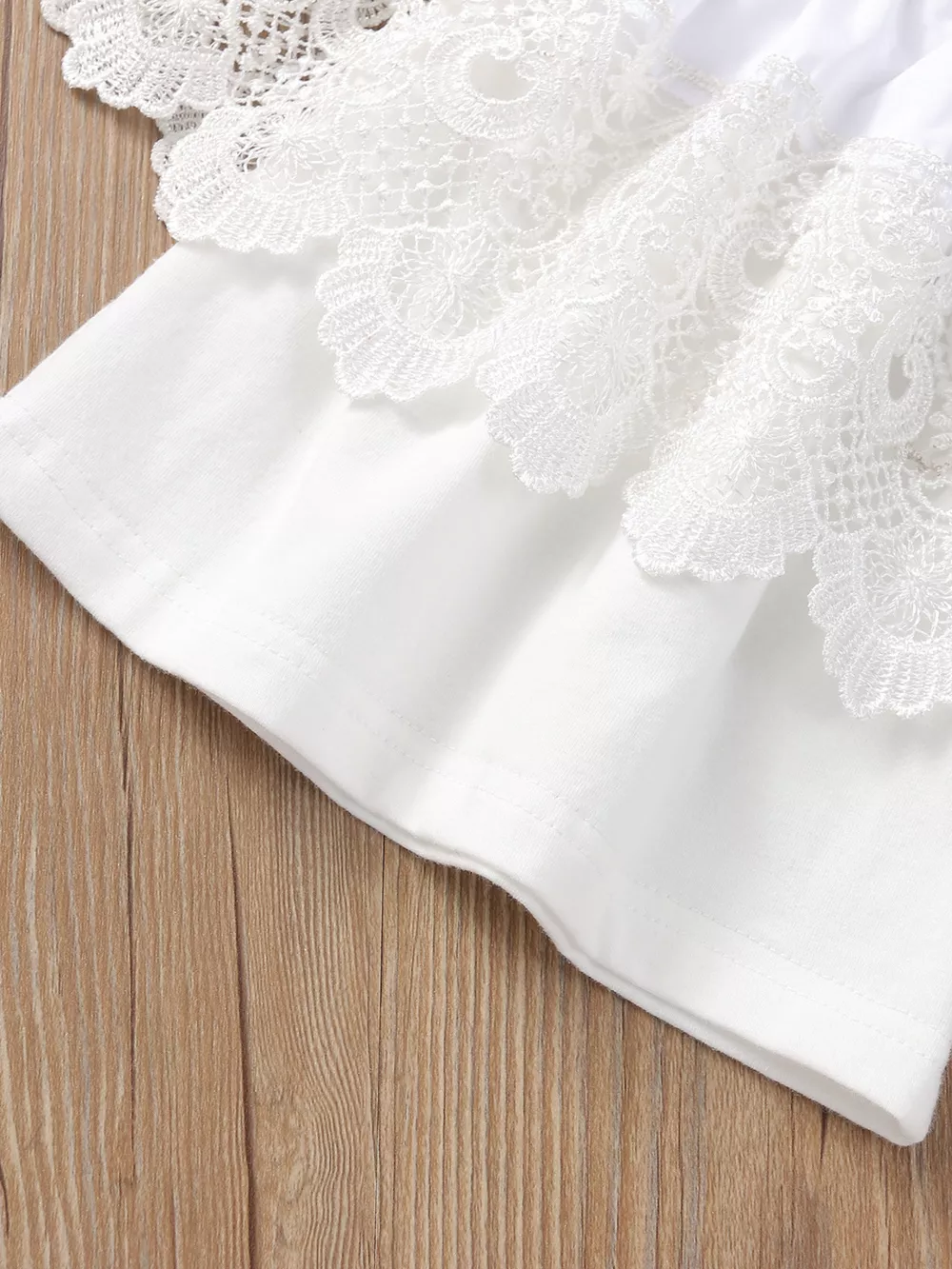 Children's Off-Shoulder Lace Top and Denim Skirt Set, image 11