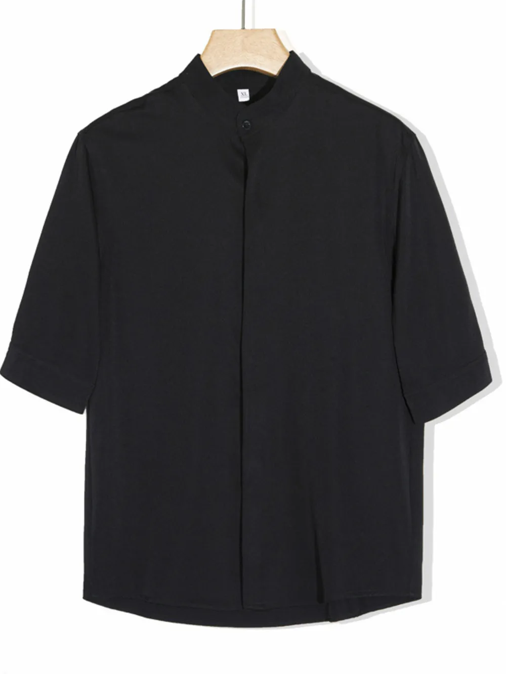 Men's Full Size Solid Collar Half Sleeve Shirt Plus Size, image 4