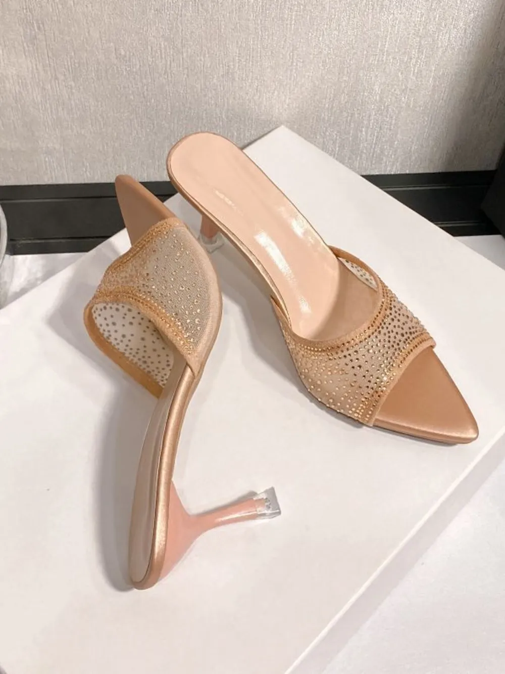 Rhinestone Embellished Open Toe Sandals, image 3