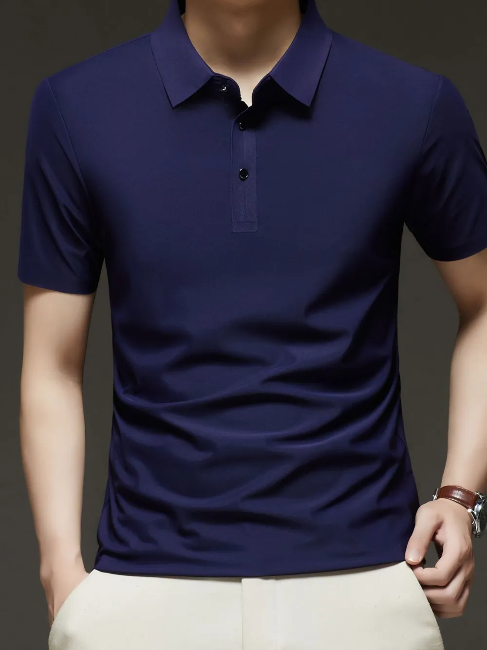 Men's Plus Size Button Detail Short Sleeve Polo, image 4