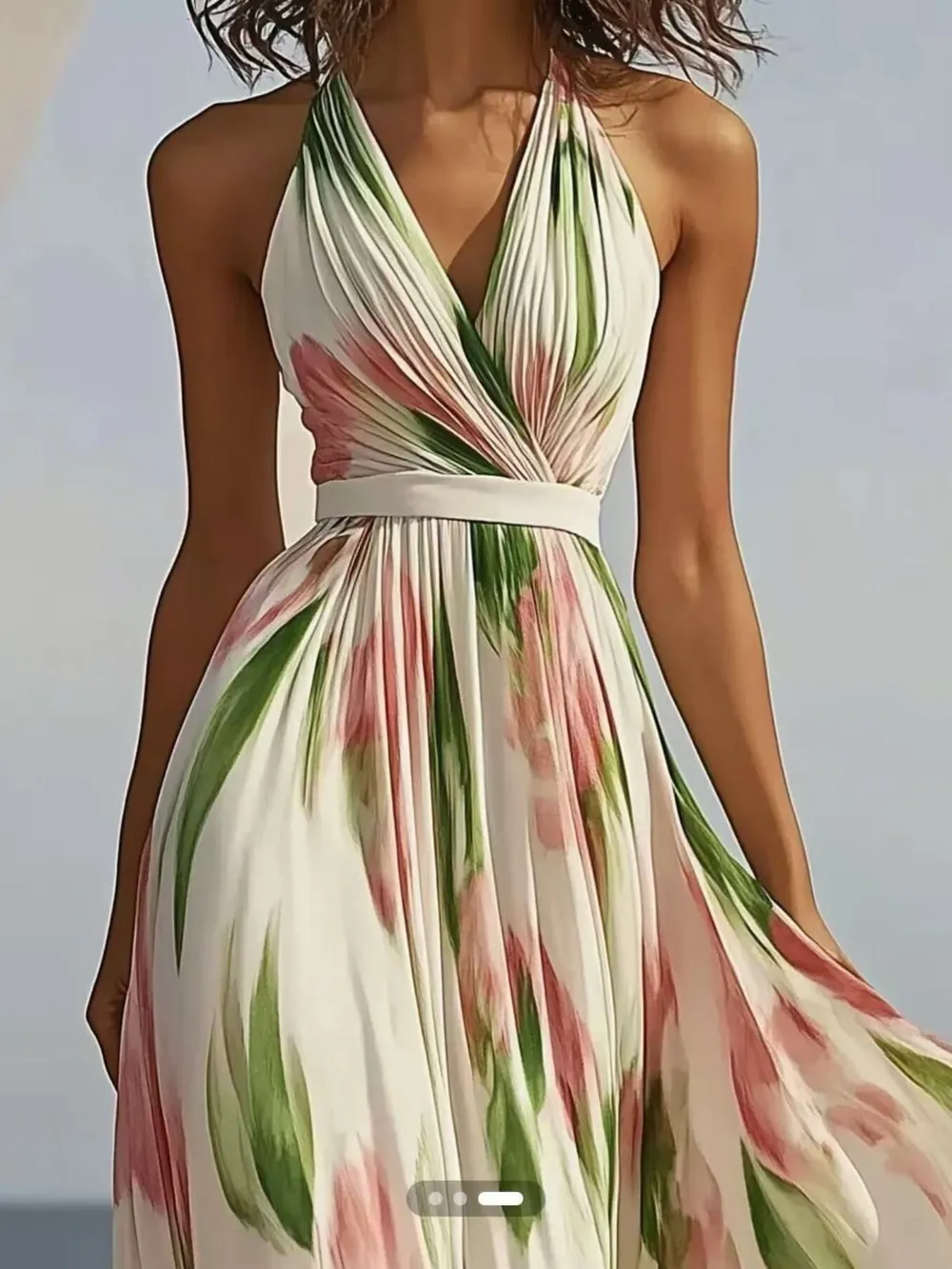 Floral Print Halter Neck Maxi Dress, image 4