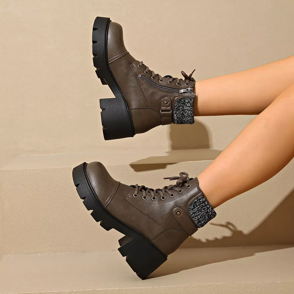 Round Toe Block Heels Boots, image 5