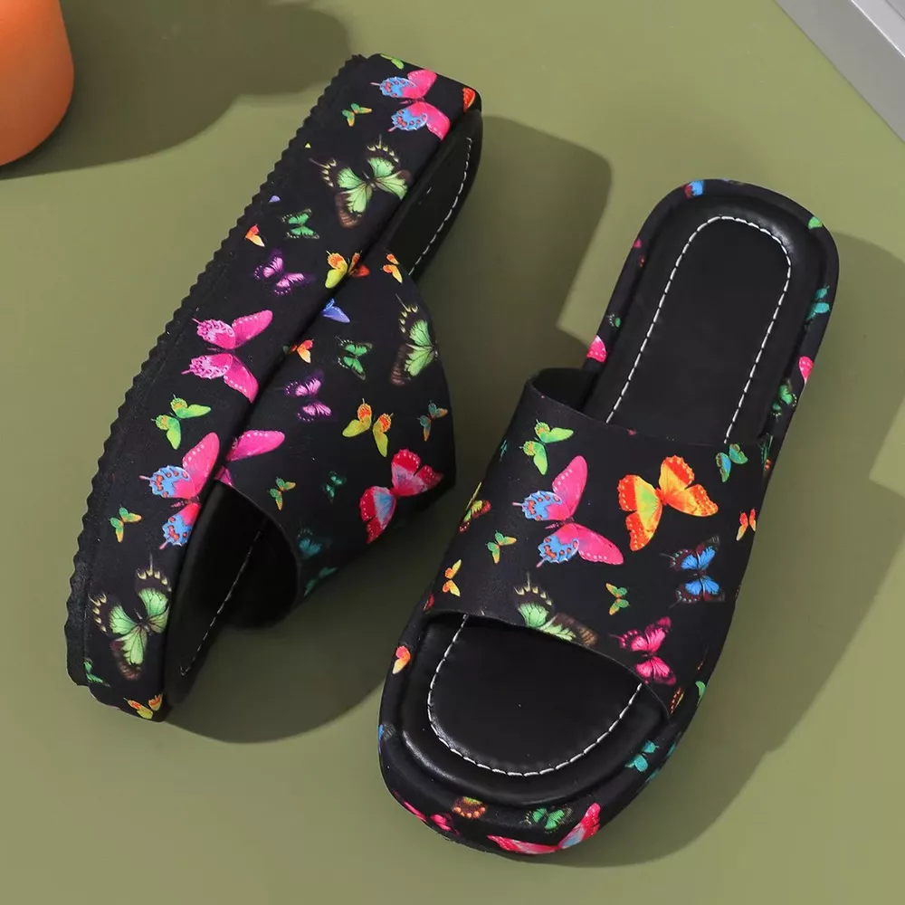 Butterfly Print Platform Sandals, image 2