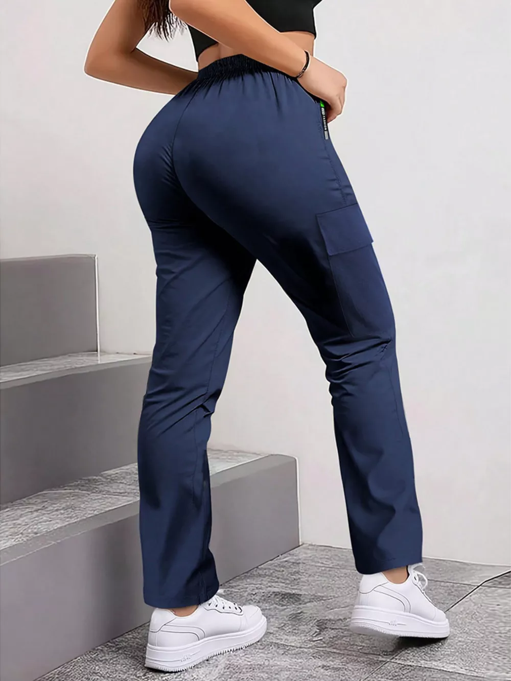 Full Size Drawstring Cargo Pants with Zip Pocket Plus Size, image 8