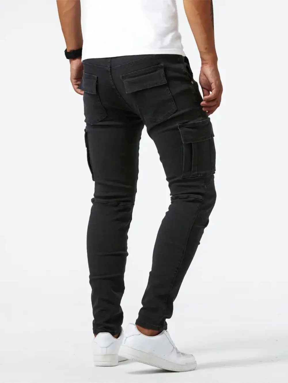 Men's Plus Size Skinny Cargo Jeans, image 3